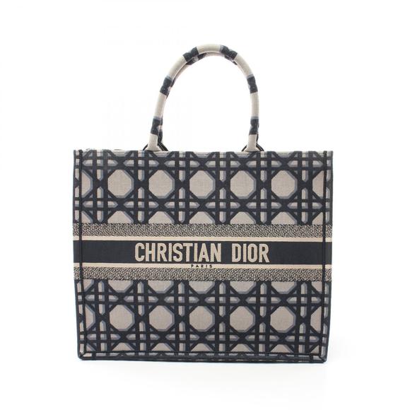 Dior Book Tote Large Macro Cannage Canvas Beige Navy Blue - Picture 1 of 6